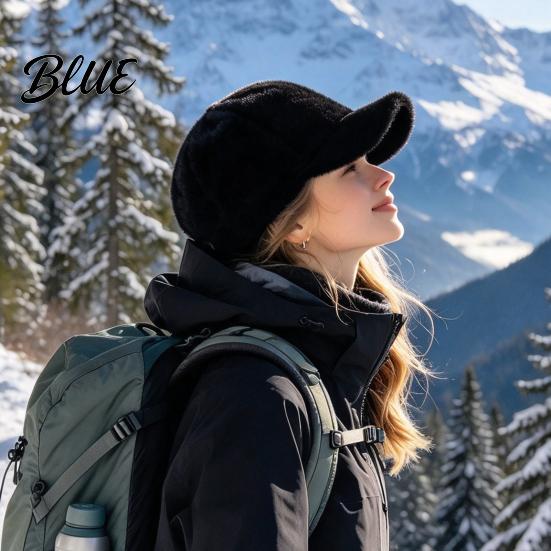 Warm Plush Hat for Women Faux Mink Baseball Cap Winter with Brim Accessory Soft Thickened Peaked Cap Autumn And Cold Weather Stylish Brimmed Outdoor