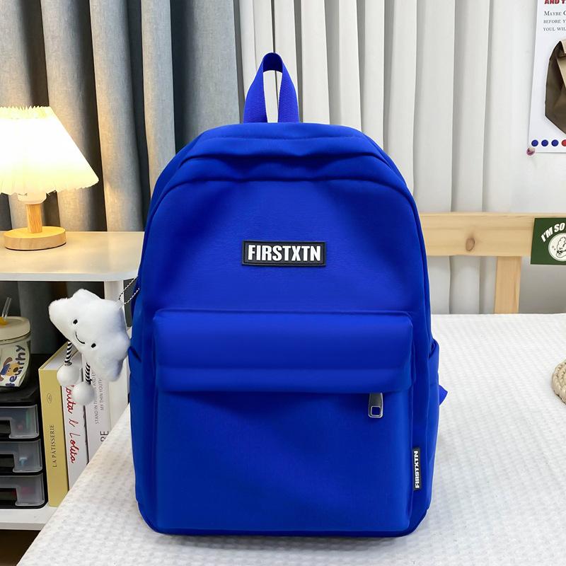 Schoolbag Female Korean Version Solid Color Simple Versatile Junior High School Backpack Simple Style College Student Niche Large Capacity Ins