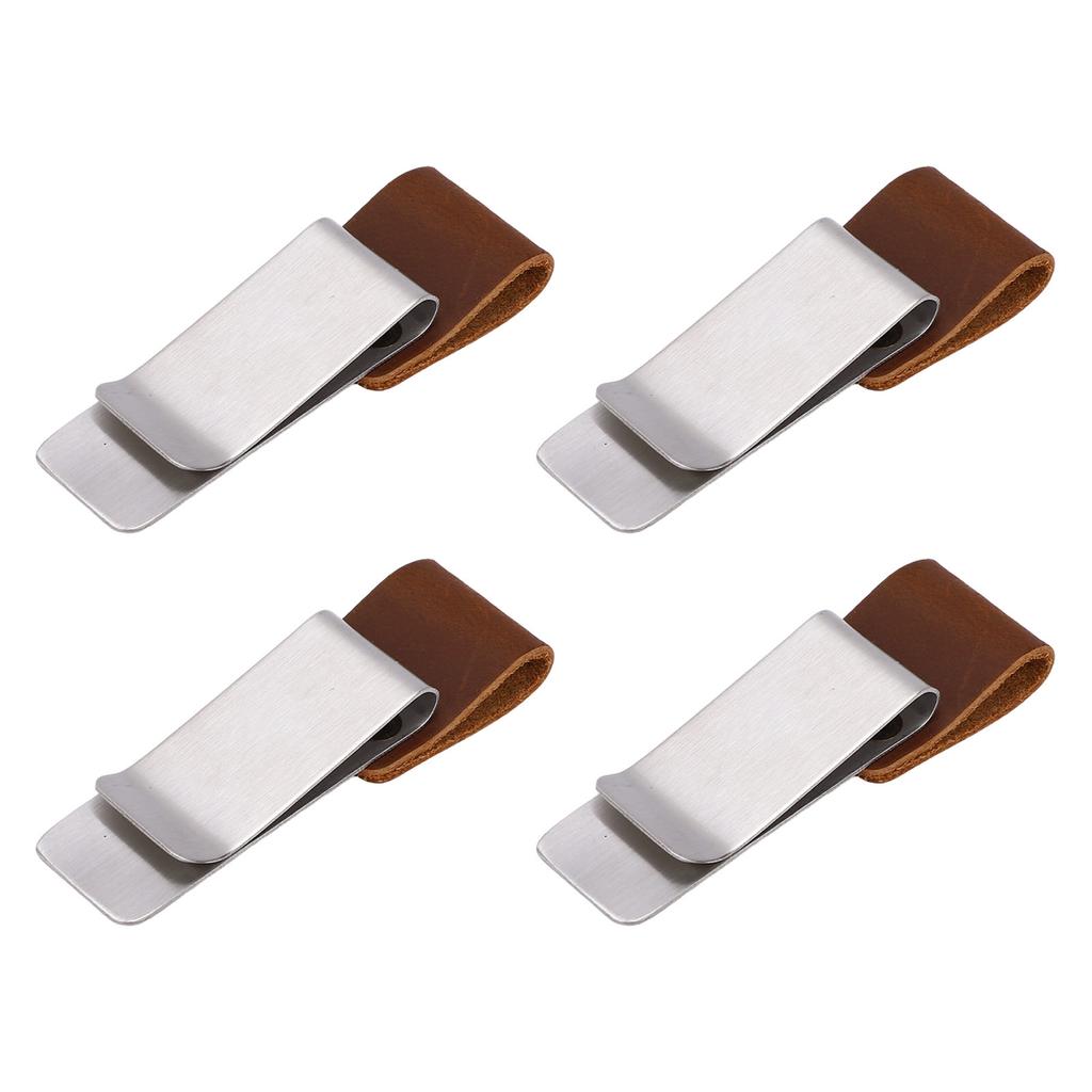 4 Peças Porta-Caneta com Argola para Caderno Aço Inoxidável Couro Retro Porta-Caneta para Scrapbook Diário Planejador Marrom