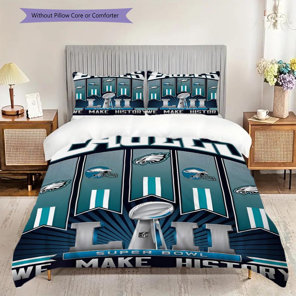 Philadelphia Eagles Pattern Bedding Quilt Set Quilt Cover Pillowcase Home Decoration Birthday Gift (1 * duvet cover + 2 * pillowcase, without core)