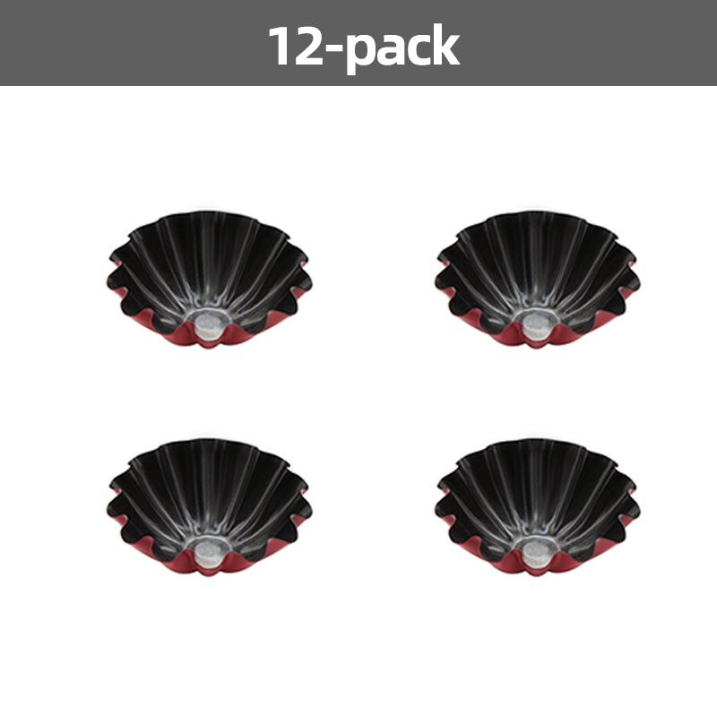 Leeseph 12-Pack Tart Mold Cupcake Cake Muffin Mold Tin Pan Baking Tool Carbon Steel