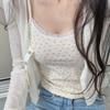 Sleeveless Lace Trim Floral Crop Top U Neck Sweet Flower Girl's Tank Top  Travel