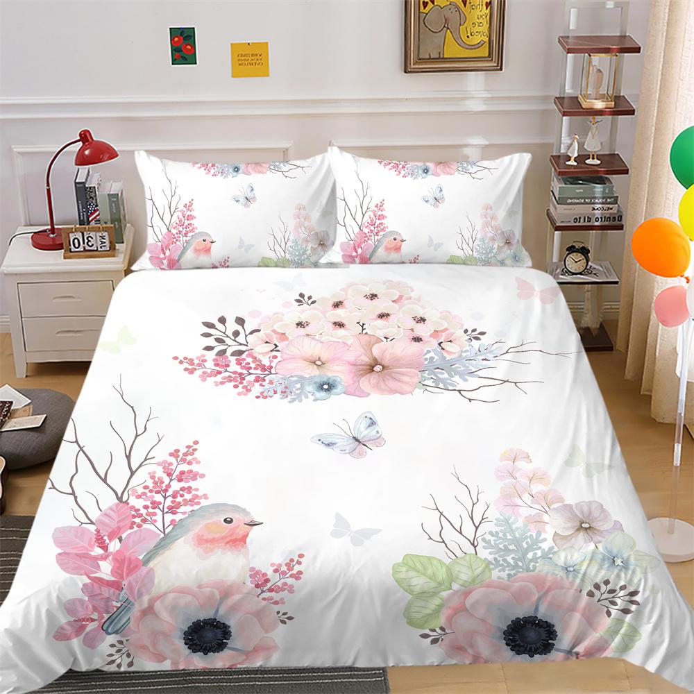 3D Flowers Printing Comforter Cover Set Twin Size Polyester Bedspreads Girl Luxury Soft Home Bedclothes