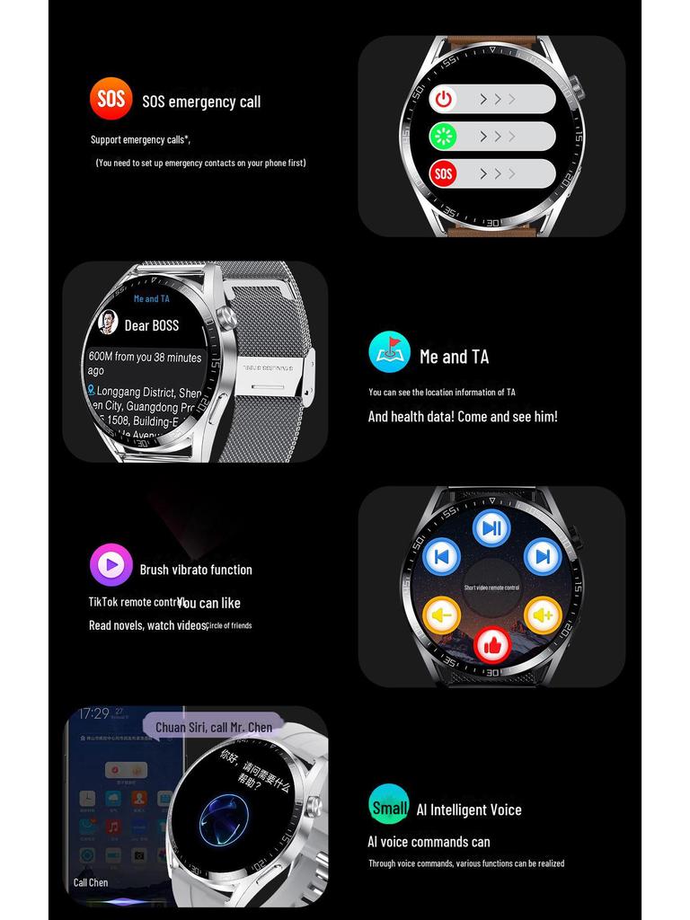 Huaqiangbei GT4MAX Waterproof Smart Watch with Offline Payment & Bluetooth Calls, NFC & Ride Code