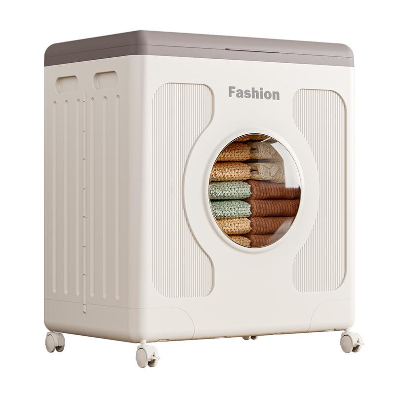 Large Capacity Foldable Clothing Storage Box with Wheels and Flip-Top