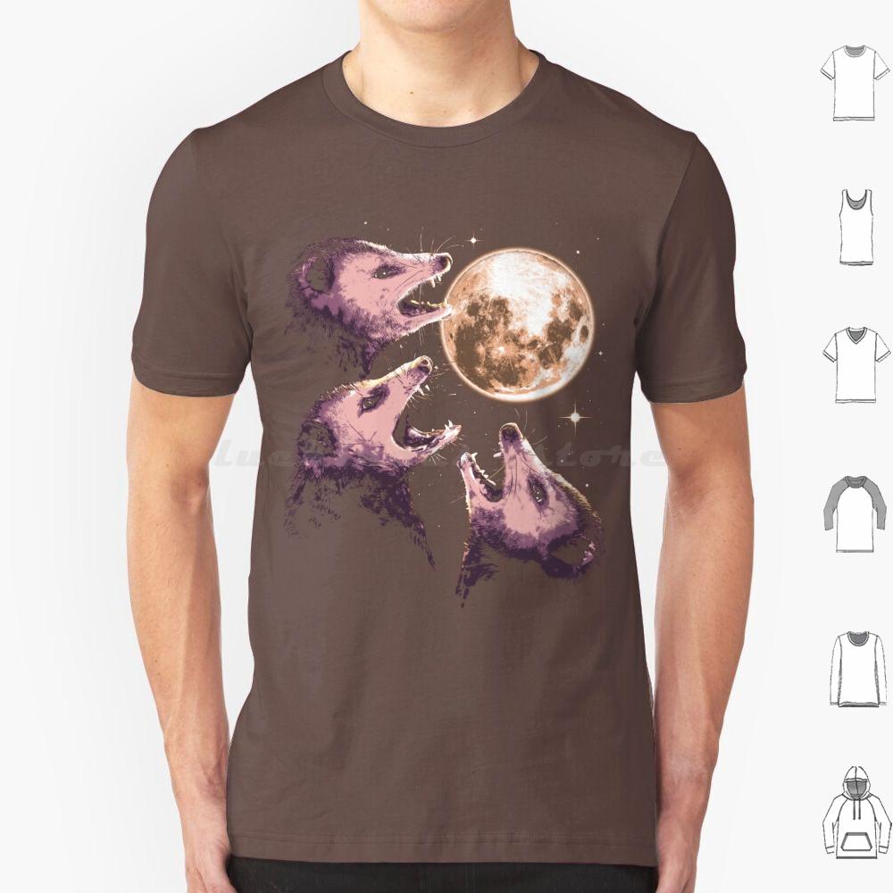 Three Opossums Howling At The Moon Funny Possum 3 Opossum T Shirt Big Size 100 Cotton Possum Opossum Raccoon Rodent Three
