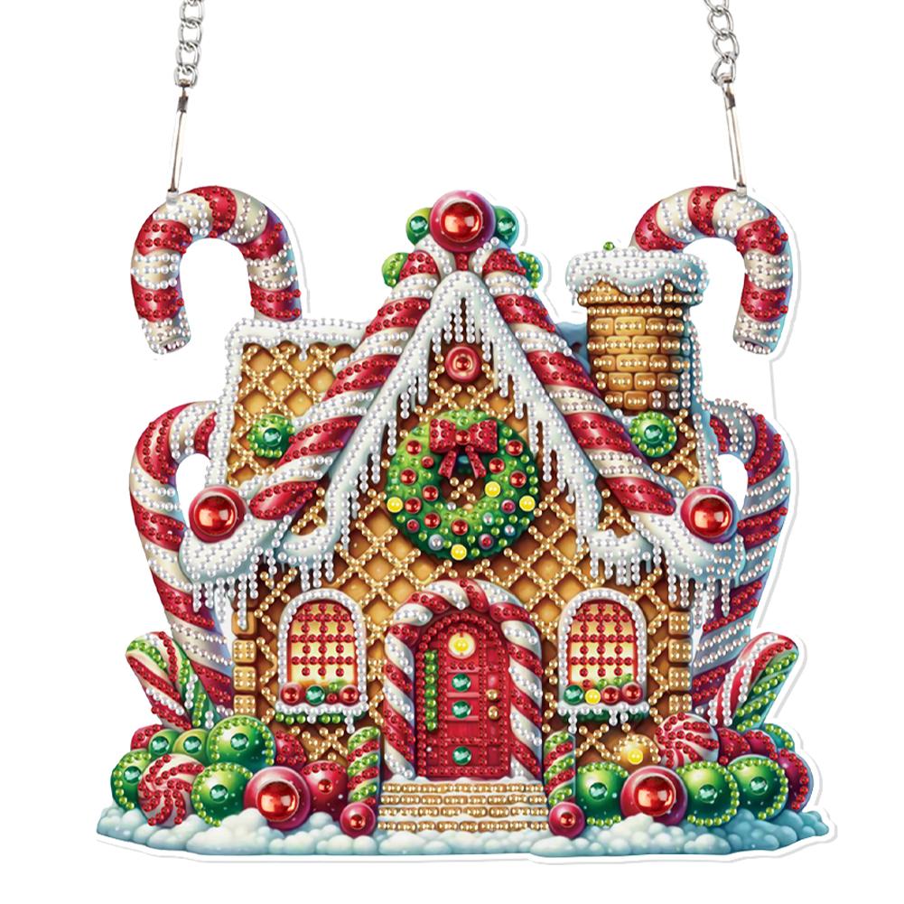 Acryl Sonderform Weihnachts-Thema 5D DIY Diamantkunst Hängedekorationen Strass Diamantkunst Fensteranhänger Heimdeko