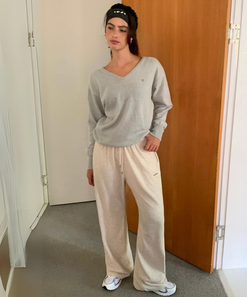 INJIACTIVE Ribbed Sweatpants Oatmeal