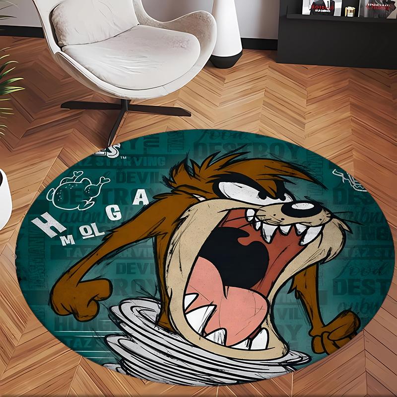 Taz (23) Round Office Rug Decorative Floor Rug for Office Bedroom Living Room and Home Space