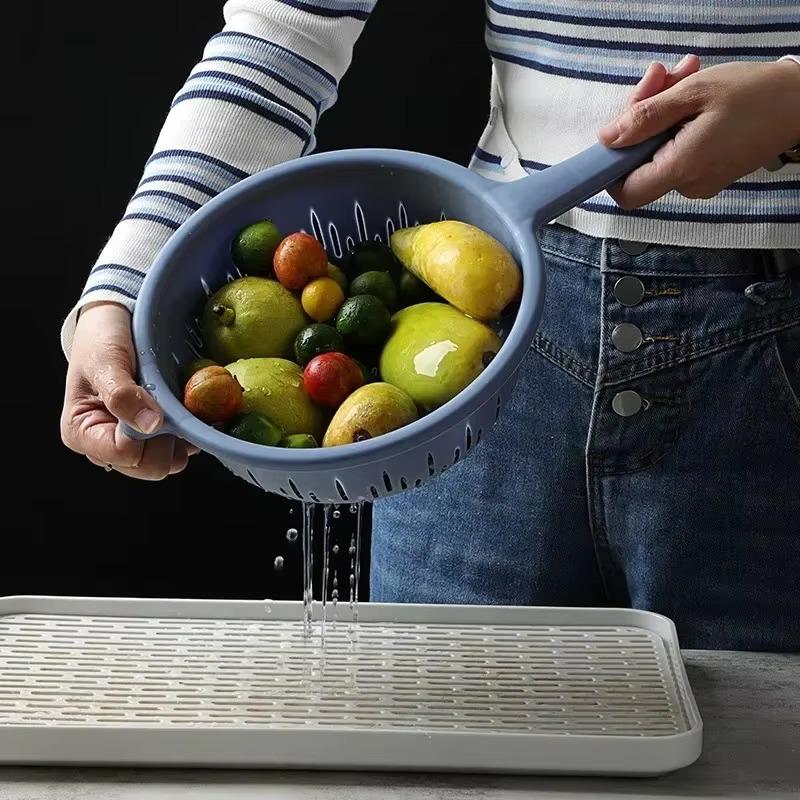 Sink Water Filter Kitchen Drainer Basket Plastic Washing Colander Strainer Food Handle Fruit Draining Bowl Vegetable