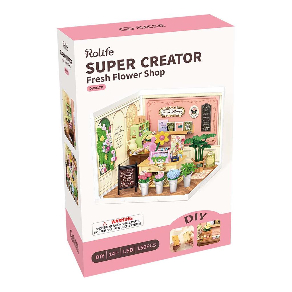 ROBOTIME Rolife 3D Puzzle Super Creator Fresh Flower Shop DIY Miniature House (DW017B) | 1:24 Scale
