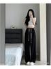 2025 New High-Waisted White Wide-Leg Casual Slimming Petite Sweatpants for Women