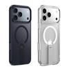 KEYSION 360 Hidden Metal Stand Magnetic Case for Magsafe for iPhone 17 Pro Max Air Transparent Matte Shockproof Phone Back Cover