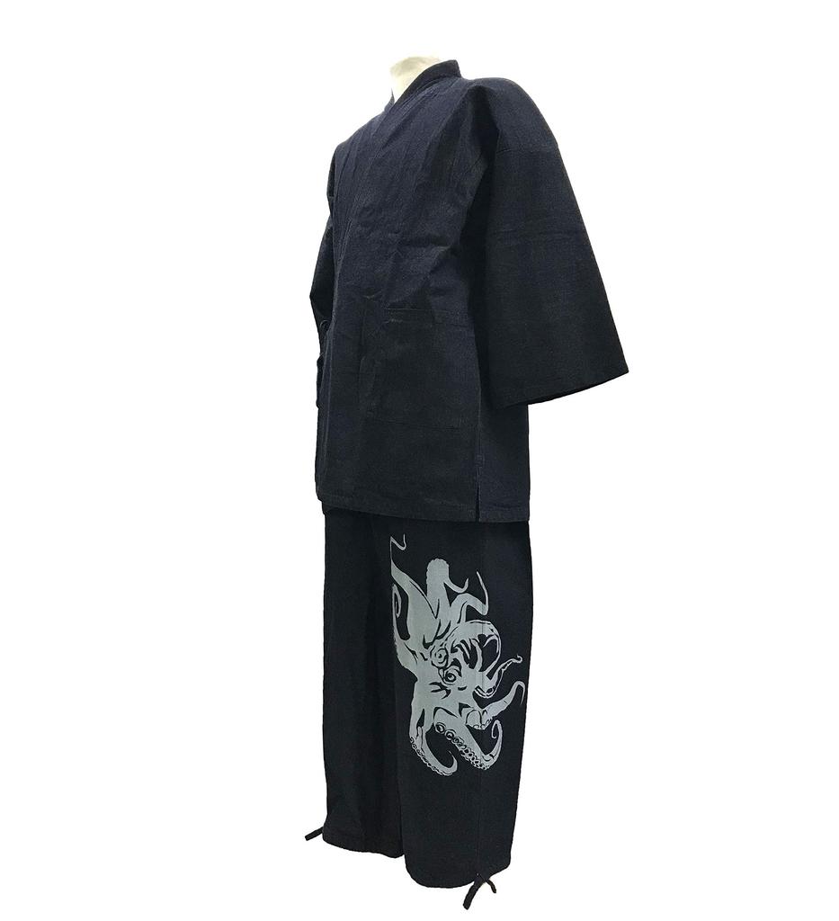 Samue Denim Fabric Sturdy Yet Soft Samue Round Navy Original Patterned Pants Octopus Version [Edoten] (100% Cotton) All-year Men's (LL)