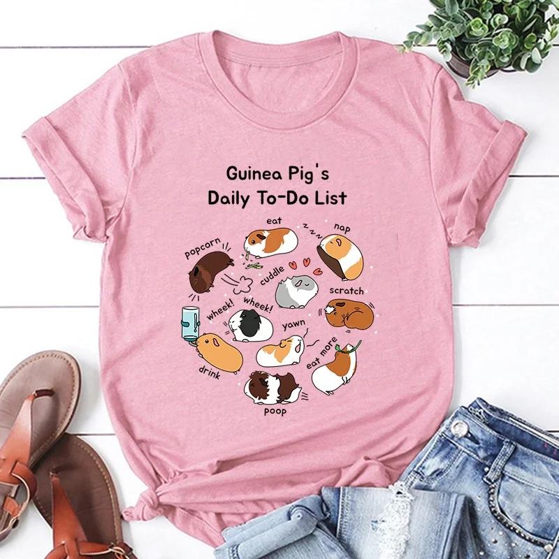 Fashionable New Guinea Pig Cartoon Printed Tshirt Harajuku Street Tshirt Casual Top Womens Tshirt S
