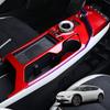 For KIA EV6 2025 2026 LHD Accessories Red Carbon Ferber Center Console Cover Trim With Fingerprints Interior Parts