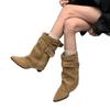American Spice Girls Belt Buckle Pants Boots Short Boots Women's Boots Early Autumn New Niche Design Short Boots Western Boots