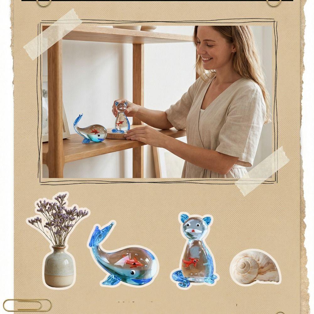 Cartoon Miniatur-Aquarium-Dekoration Transparente Katze Schreibtisch-Dekoration Miniatur-Dekor