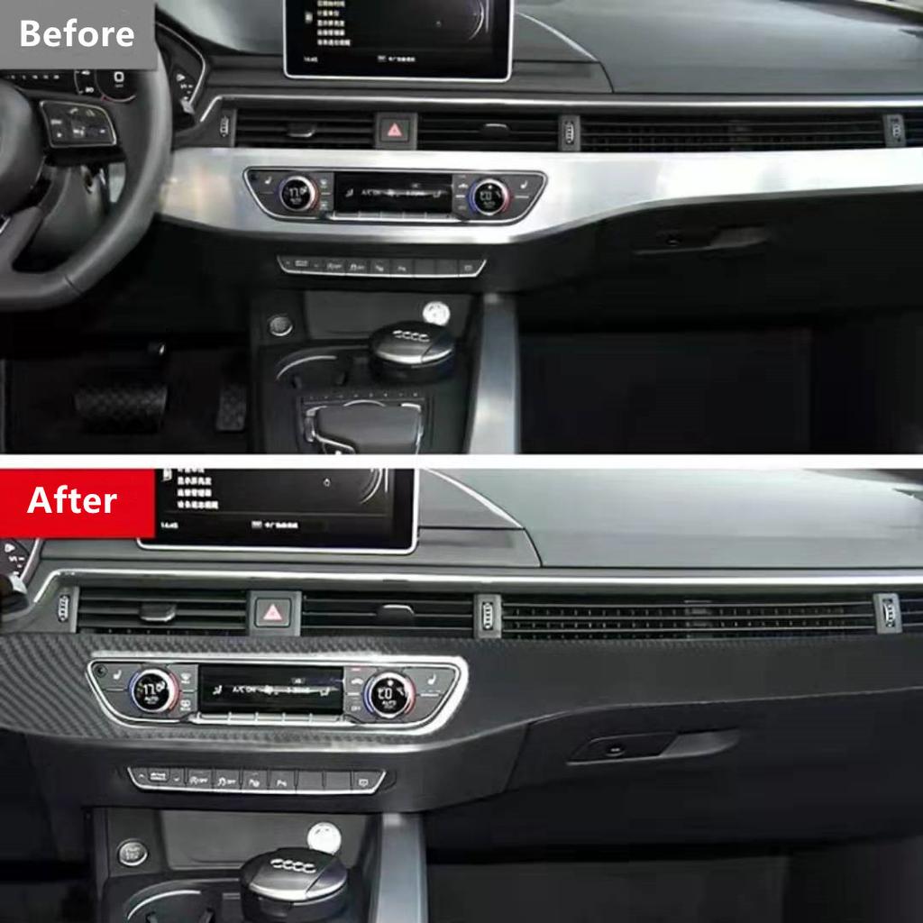 Carbon Fiber Car Central Control And Headlight Lamp Switch Decoration Trim Sticker Protection Cover For A4 2017 Car