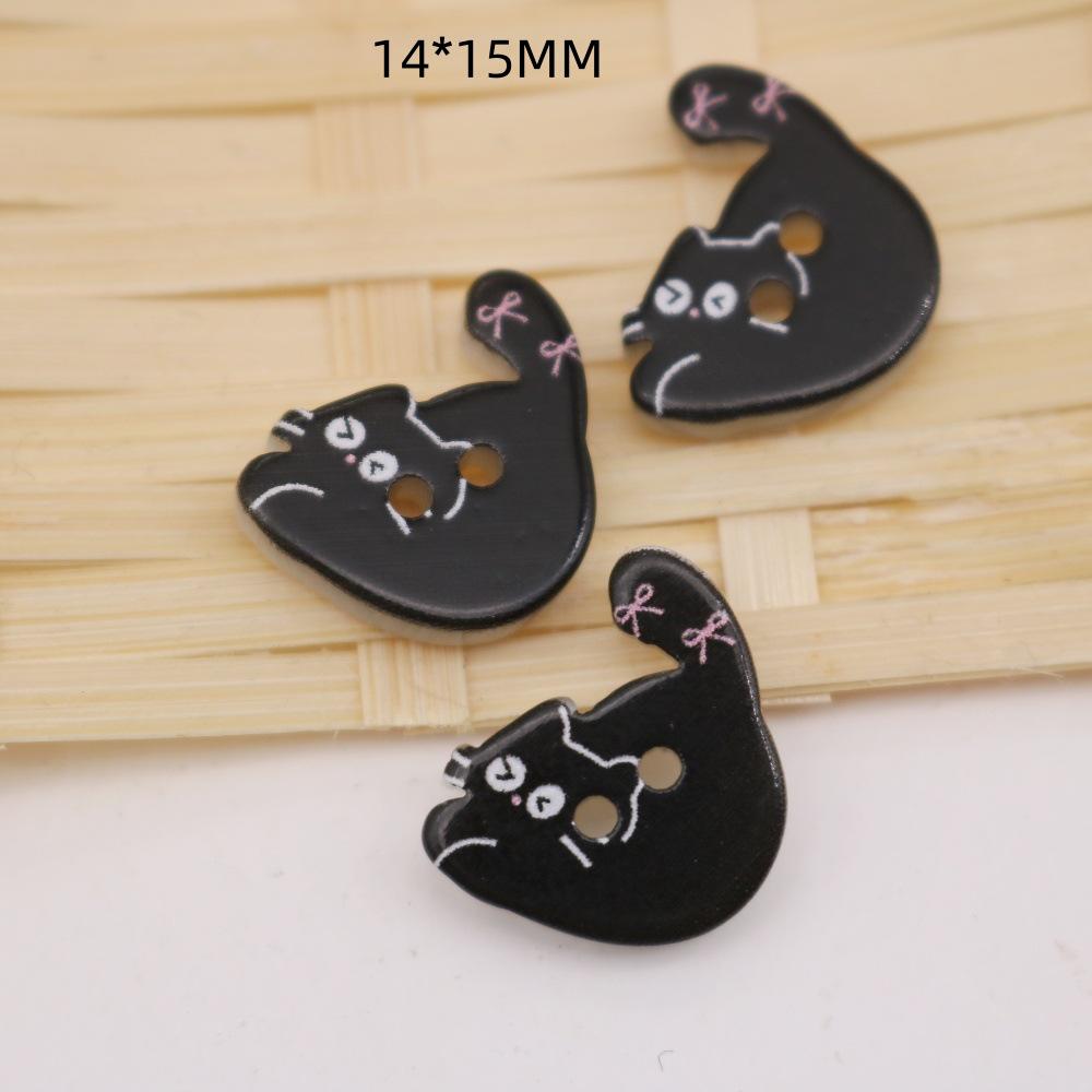 58 Styles of Cute Pink and Black & White Cat Cartoon Buttons for Children's Sweaters and Cardigans