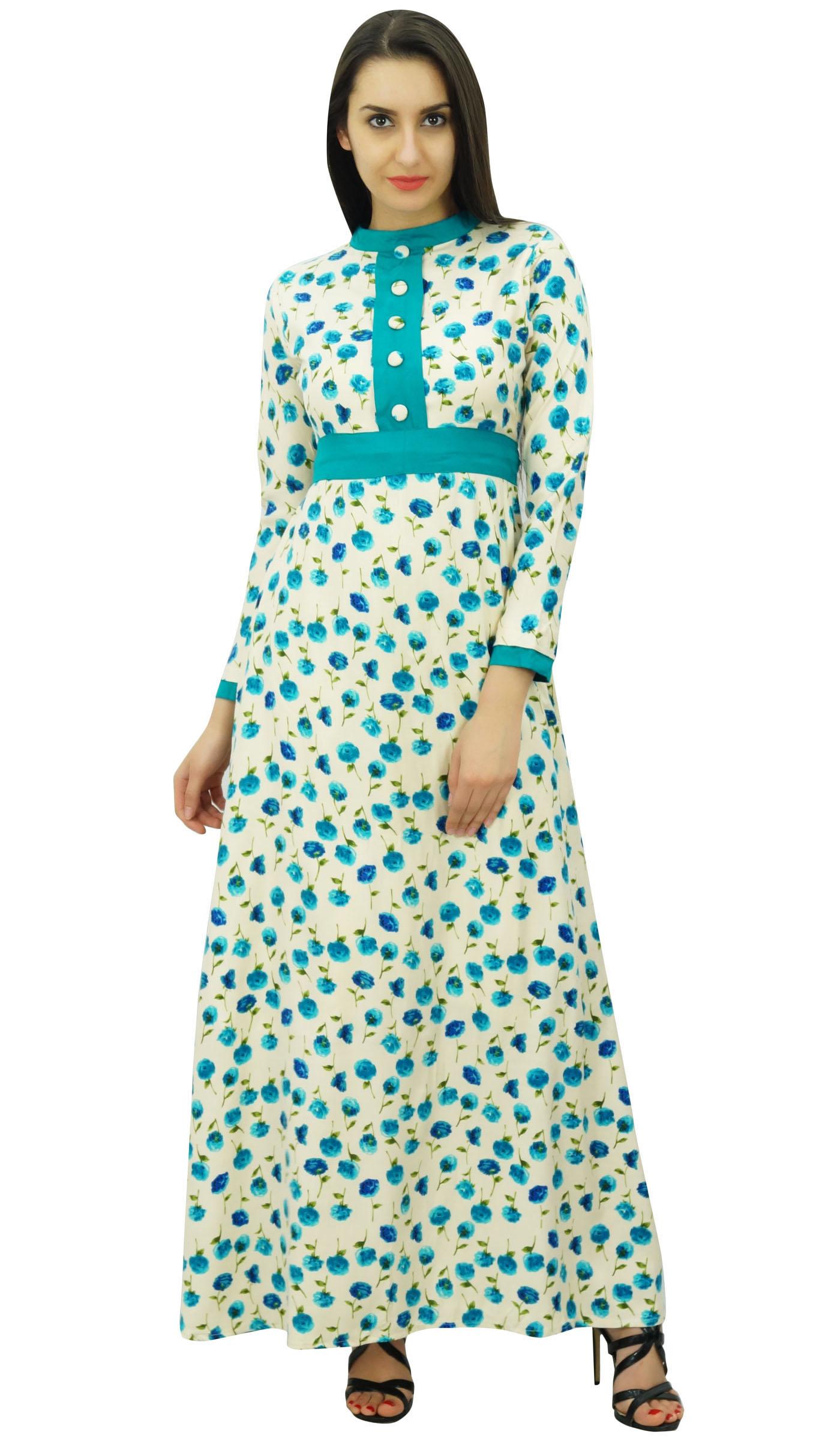 

Bimba Жіноча зимова максі-сукня з квітковим принтом, довга віскоза з принтом 8 бірюзовий