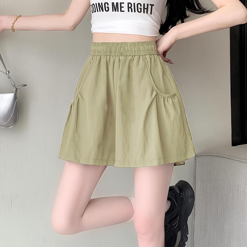 Girls' Ice Silk Quick-Dry Versatile Pocket Skort - Stylish Slimming Summer Shorts