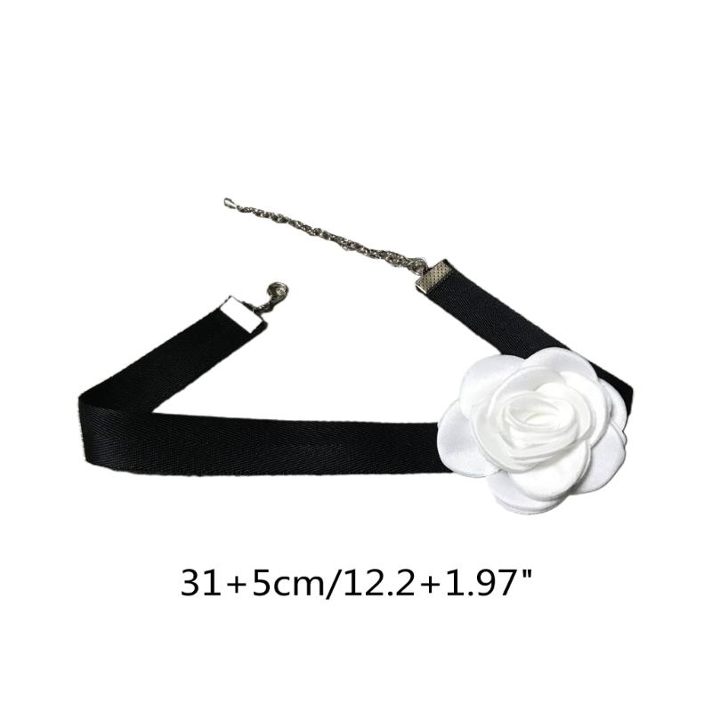 Soft Sext Choker Tie Cravat Flower Choker Women Black Cloth-Flower Collar Choker Necklace for Girls Accessories for Teen