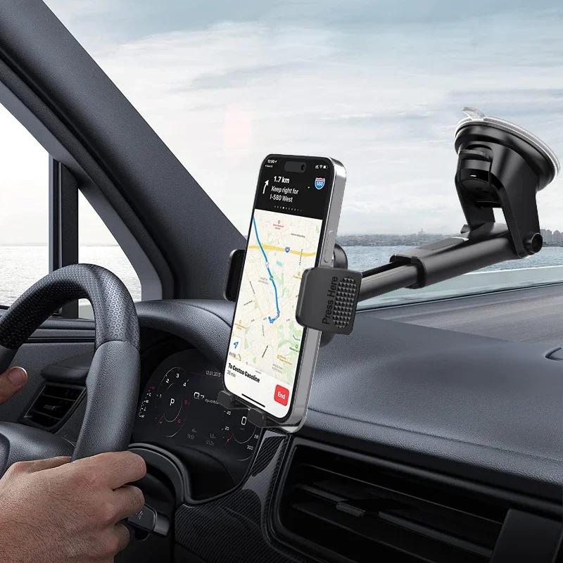 Car Cell Phone Holder Cellphone Mount for Dashboard Windshield Auto Dash Mobile iPhone Stand Support Clip Fit 4.7-7" Smartphone
