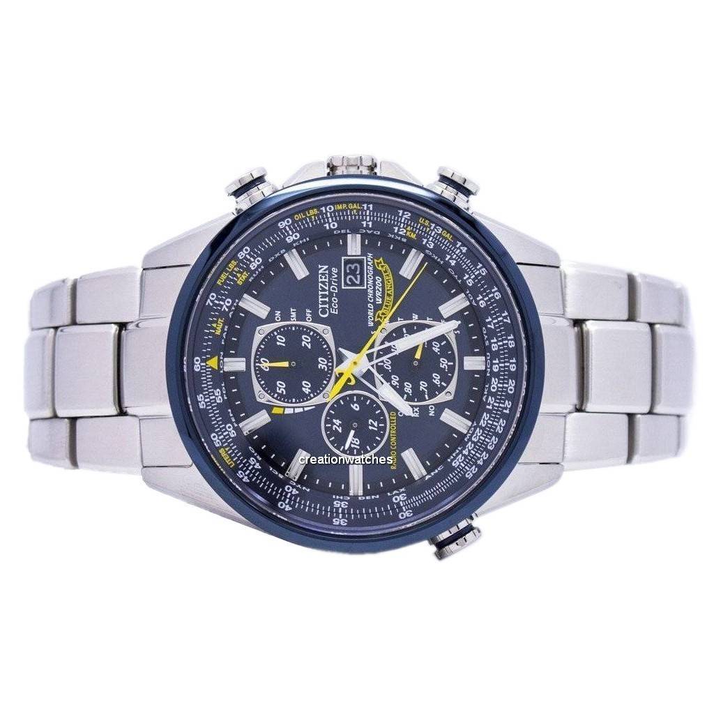 Citizen Orologio Uomo Cronografo Eco-Drive AT8020-54L - Quadrante Blu, Cinturino In Acciaio, RadioControllato