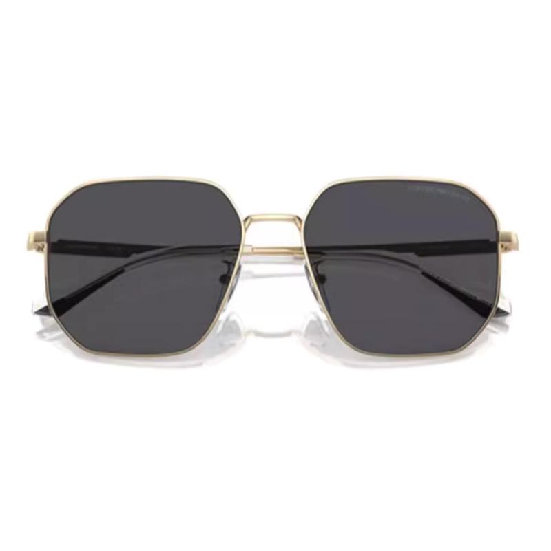 Emporio Armani Temple Logo Metal Irregular Sunglasses Men's Gold