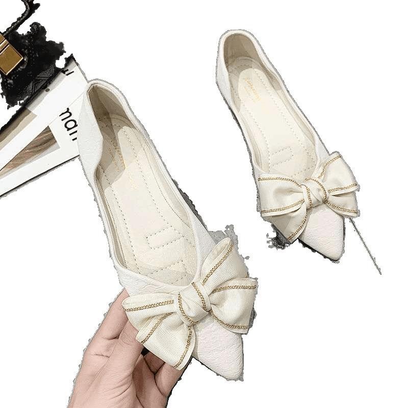 Single shoes women's spring and autumn 2025 new Korean version versatile fashion shallow mouth pointed flat shoes Doudou shoes maternity shoes