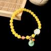 Natural Yellow Chalcedony Agate Bracelets - Chinese Style DIY Beaded Ornaments