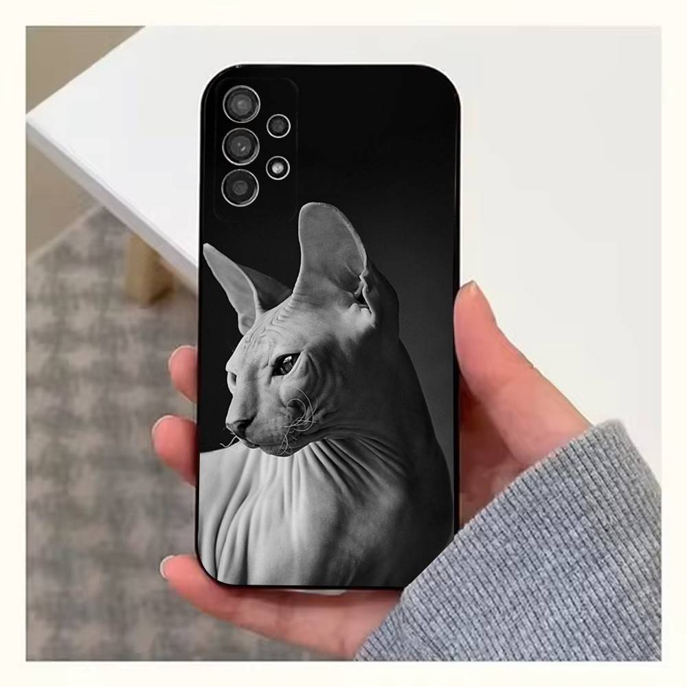 Pet Sphynx Sphinx Cat  Phone Case For Samsung S22,S21,S20,S10,S9,S25,S24,S23,Ultra,FE,Plus,Lite,Soft Silicone Black