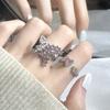 Pink Zircon Love Open Ring Fashion Light Luxury High-End Index Finger Ring Niche Design Personalized Accessories