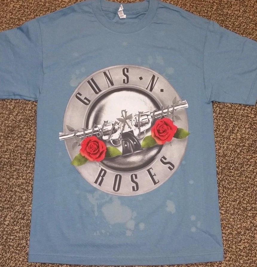 New GUNS N ROSES FADED ROSES BULLET LOGO LICENSED CONCERT BAND T-Shirt S
