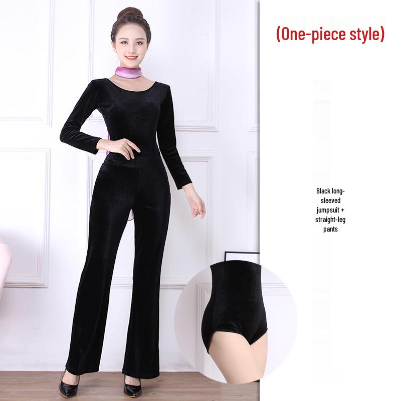 

Женский костюм из золотого бархата для тренировок фигуры осень/зима для подиума и танцевальной практики M