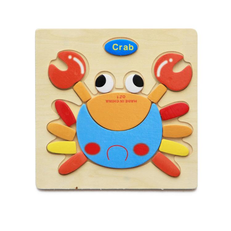 Cartoon Animal Fruit Car Pattern Wooden 3D Puzzle Baby Intelligence Early Learning Educational Toy Cute Wood Puzzle For Kids