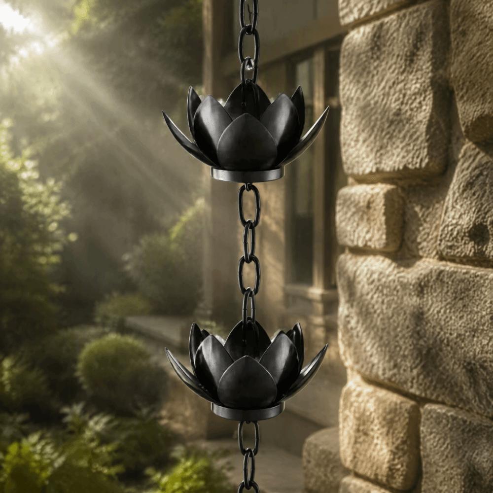 Black Rain Chain 153cm Length Downspout Alternative Functional Downspout Rain Chain  Outdoor Use