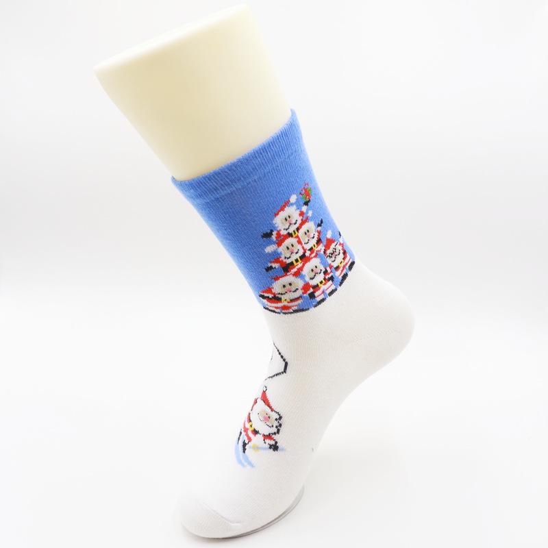 

Праздничные мультяшные женские носки-гольфы до середины икры - Идеальный новогодний подарок в красном цвете One Size