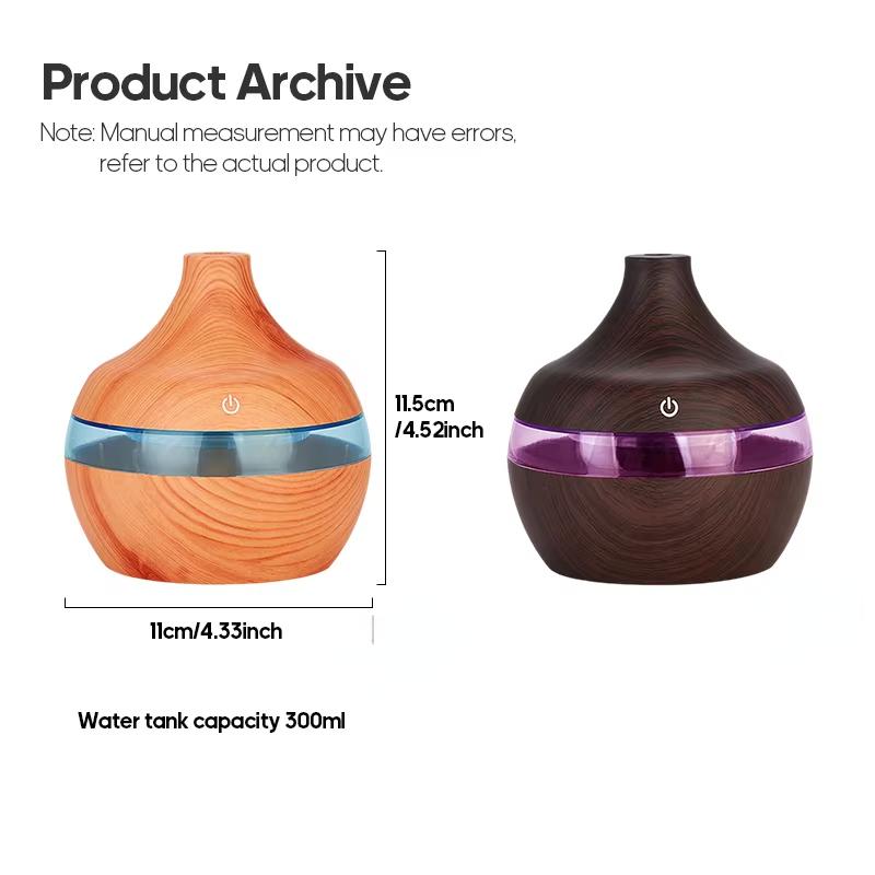 Wood Grain Humidifier 300ml USB  Diffuser Atomizer USB Household Humidifier Hydrating Instrument Desktop Humidifier Humificador