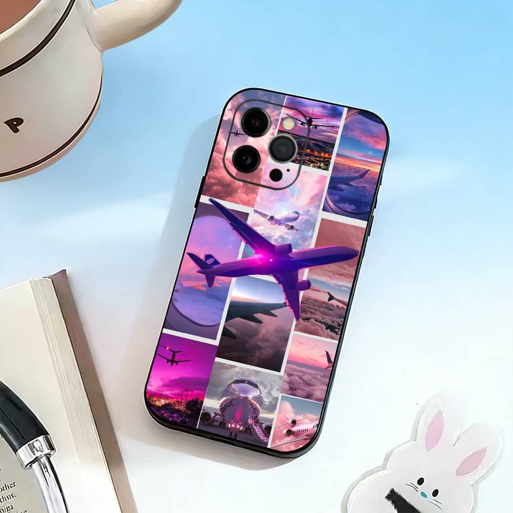 A-Airplane Plane  Phone Case For iPhone 17, 16,15,14,13,12,11 Plus,Pro Max, Others Soft Black Cover