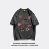 Women's Loose-Fit Cartoon Print Pure Cotton T-Shirt, Chic Hong Kong Style, Trendy American Brand, Plus Size Available