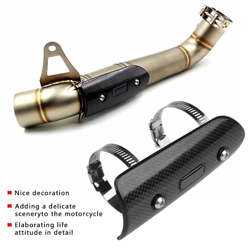 Motorcycle Universal Carbon Fiber Exhaust Middle Pipe Heat Shield Protector Cover Guard