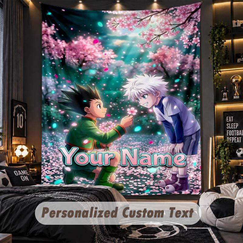Personalized Wall Tapestry,Hunter × Hunter Custom Printed Name, Fabric Wall Art For Indoor Room Backdrop