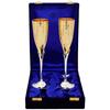 Set of 2 Silver Plated Gold Polish & Brass Champange Wine Glass with Blue Box, Best for Parties, Capacity - 200 ML