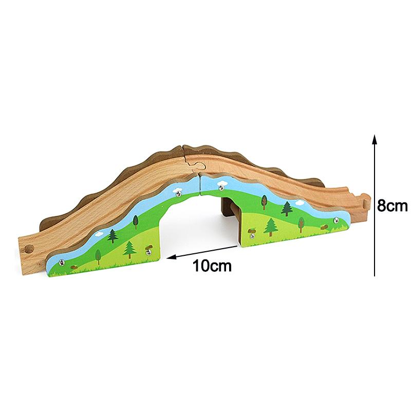 Wooden Train Track Racing Railway Street Sign Toys Bridge Track Accessories Fit Biro Wood Tracks Creative Toys For Children Gift