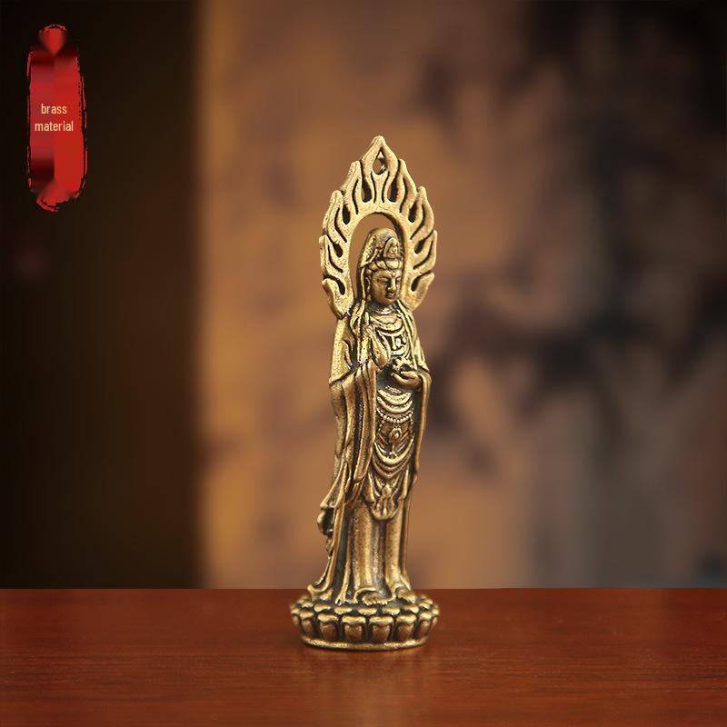 Ornamento Bodhisattva Guanyin in Rame Puro per Casa e Soggiorno