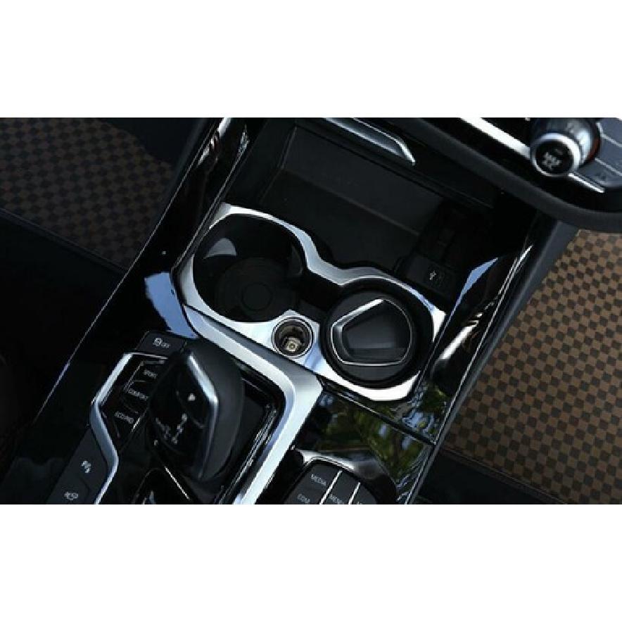 Fit For BMW X3 G01 2018-2021 ABS Silver Middle Console Water Cup Frame Trim 2PCS