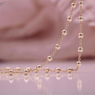 Rose Gold Color Bracelet Necklace Round Bead Chain Exquisite Girl Fresh Jewelry Gift