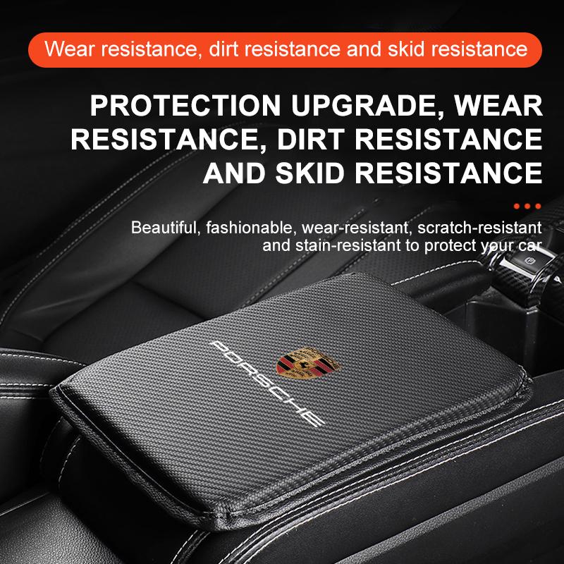1Pcs Car Armrest Box Mats Leather Center Console Covers Accessories For Porsche 911 918 928 944 968 Boxster Cayenne Macan Panamera